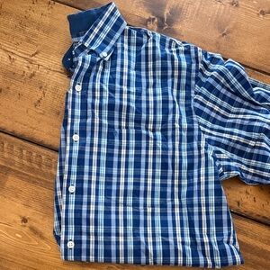 Izod Navy and White Plaid Casual Shirt